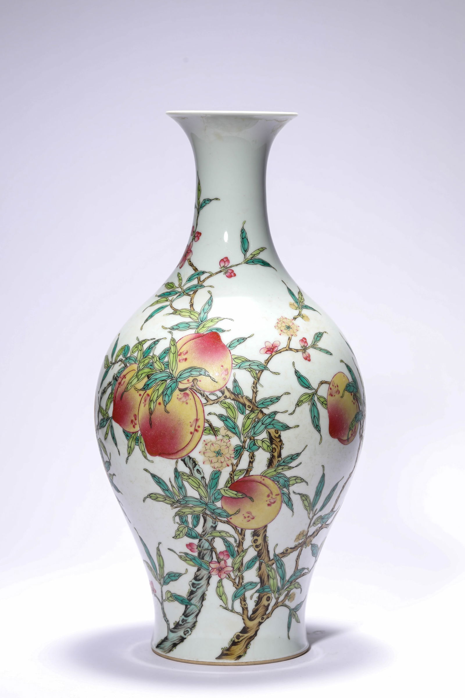 A FAMILLE-ROSE 'BAT AND SHOU' OLIVE-FORM VASE (1 of 7)
