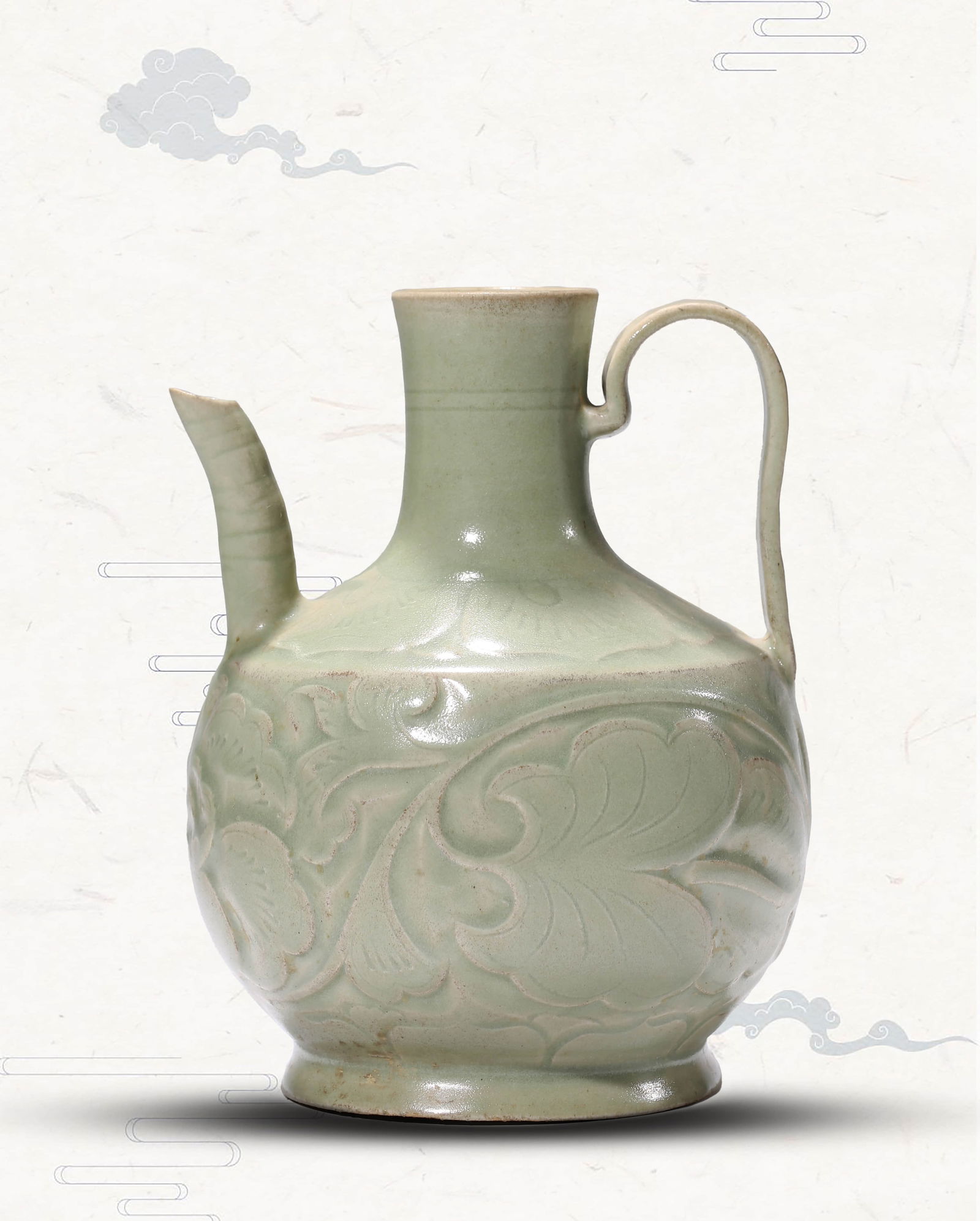 A YAOZHOU-TYPE 'CARVED FLORAL' EWER (1 of 11)