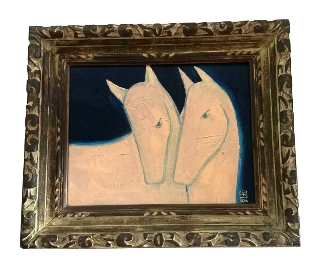 SANYU (1901-1966), ATTRIBUTED TO, OIL ON CANVAS: Dimensions - Painting Heart: Width: 32 cm (12.60 in.) x Height: 41.5 cm (16.34 in.). All measurements are approximate.