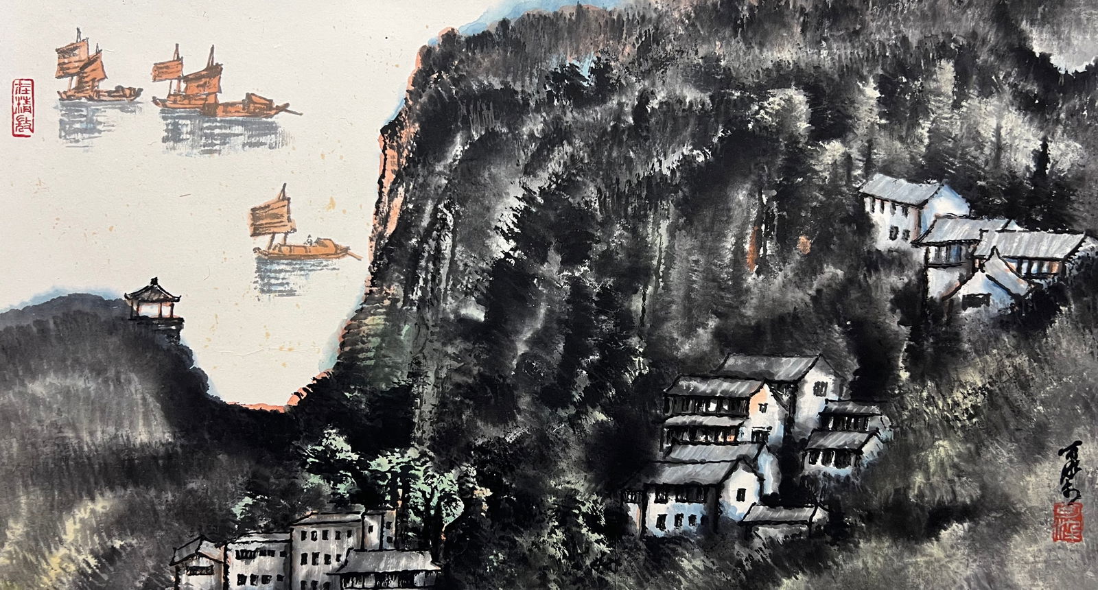 LI KERAN (1907-1989), ATTRIBUTED TO, LANDSCAPE: Dimensions: Width: 38 cm (14.96 in.) x Height: 68 cm (26.77 in.). All measurements are approximate.