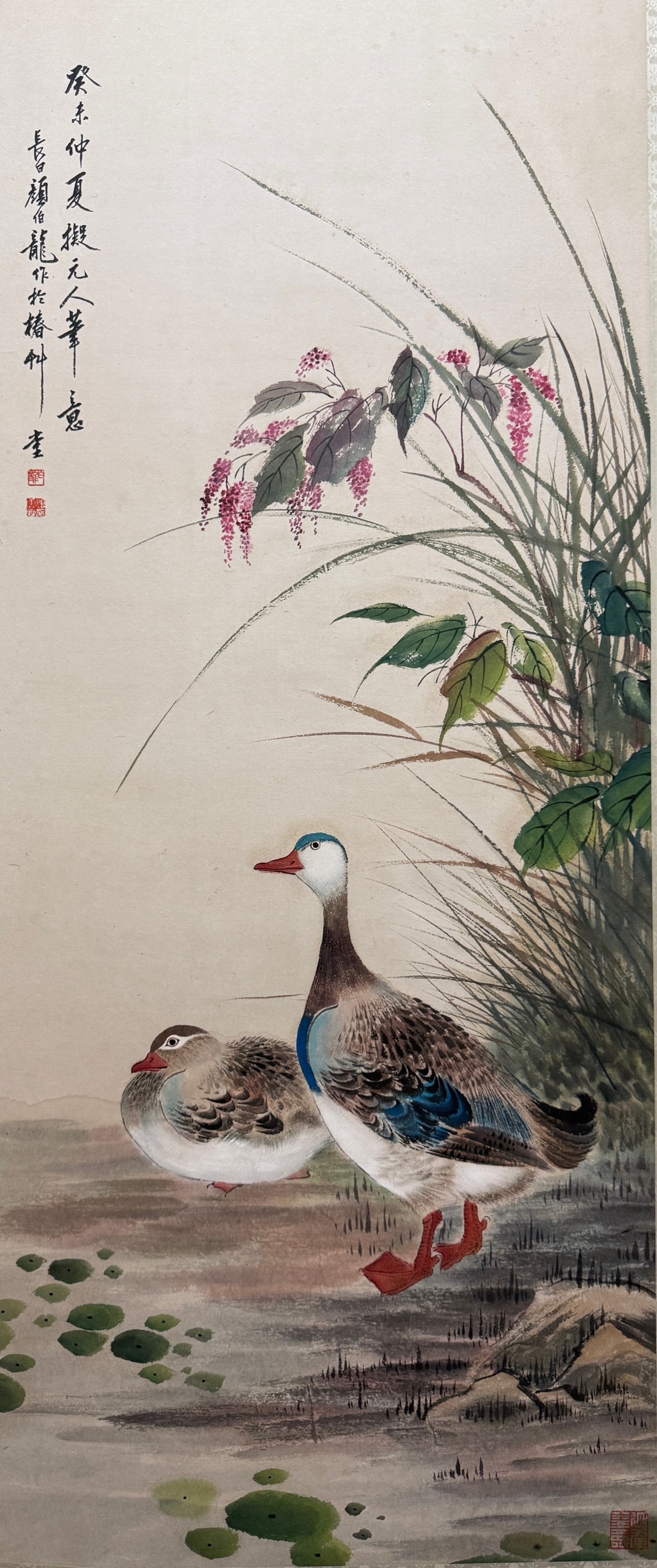 YAN BOLONG (1898-1954), ATTRIBUTED TO, FLOWER AND BIRD: Dimensions: Width: 118 cm (46.46 in.) x Height: 50 cm (19.69 in.). All measurements are approximate.
