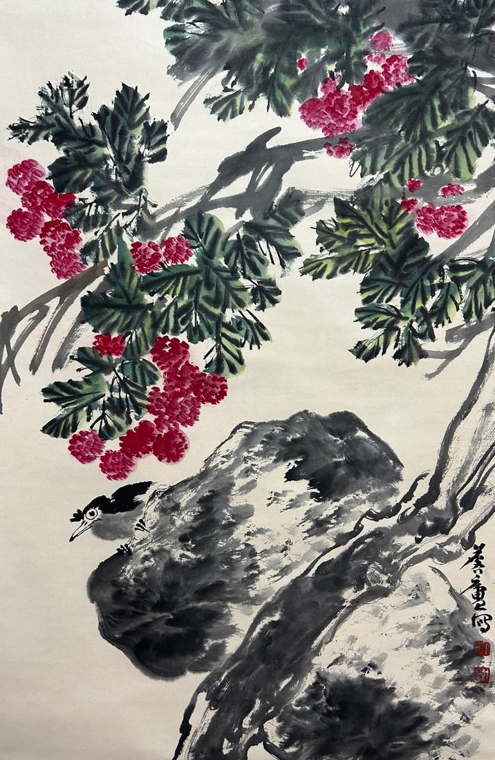 XU LINLU (1916-2011), ATTRIBUTED TO, FLOWER AND BIRD (1 of 9)