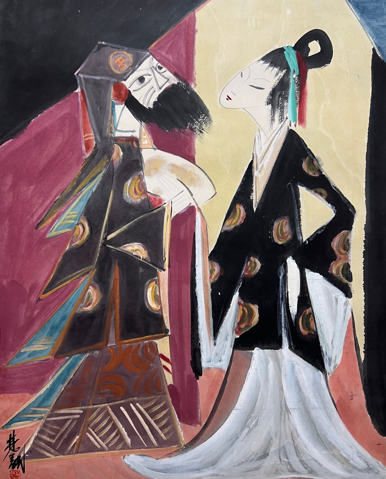 LIN FENGMIAN (1900-1991), ATTRIBUTED TO, FIGURE: Dimensions: Width: 86 cm (33.86 in.) x Height: 68 cm (26.77 in.). All measurements are approximate.