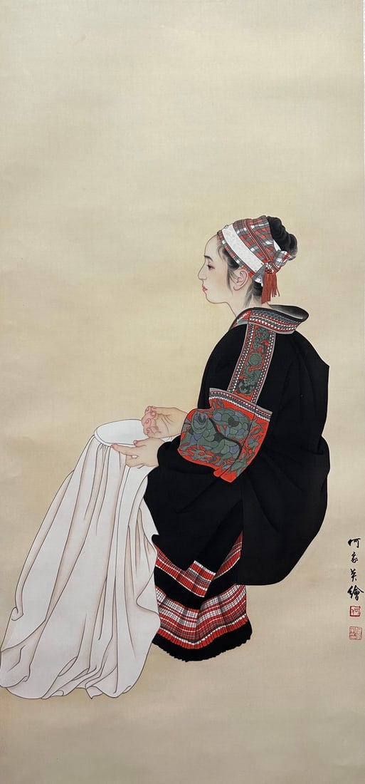 HE JIAYING (B. 1957), ATTRIBUTED TO, FIGURE (1 of 9)