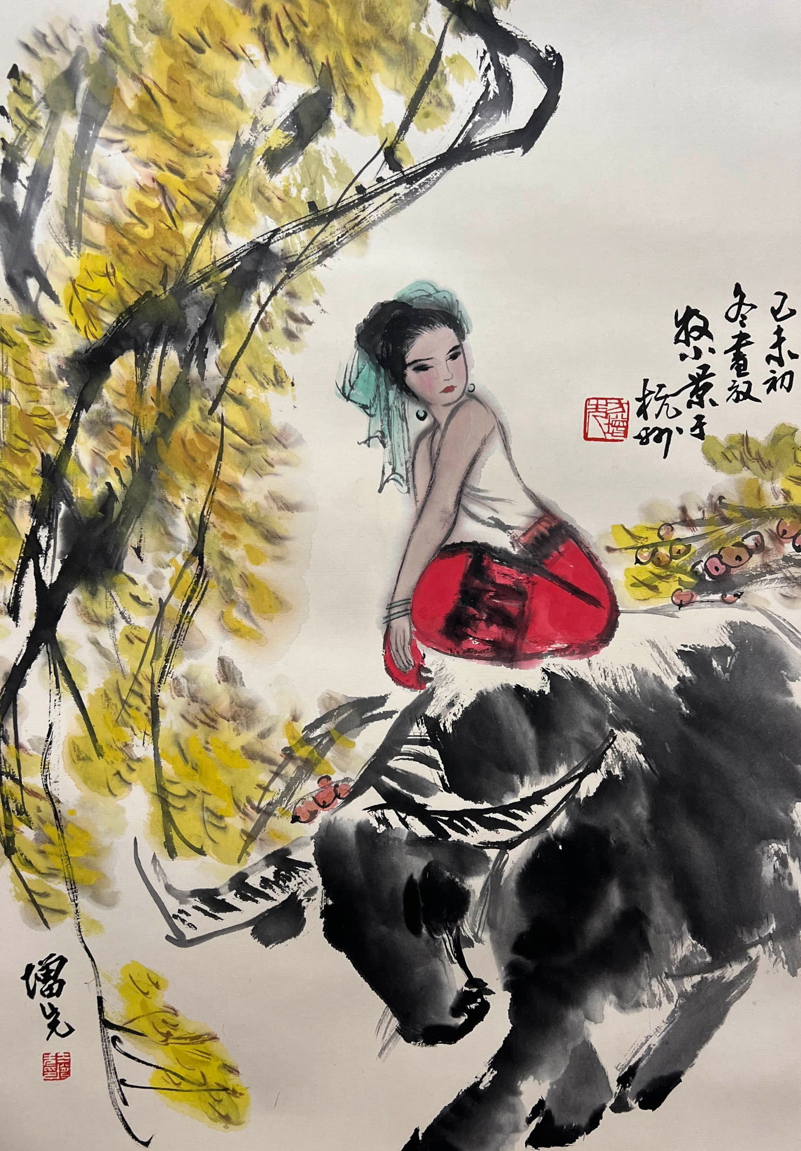 FANG ZENGXIAN (1931- ), ATTRIBUTED TO, FIGURE: Dimensions: Width: 67 cm (26.38 in.) x Height: 47 cm (18.50 in.). All measurements are approximate.