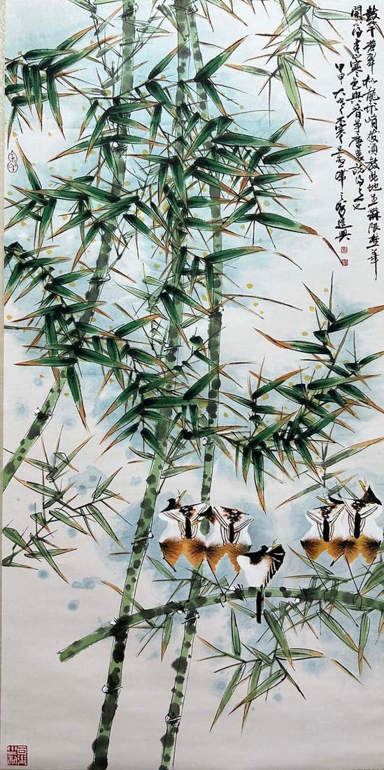 HAN TIANHENG (B. 1940), ATTRIBUTED TO, FLOWER AND BIRD (1 of 9)