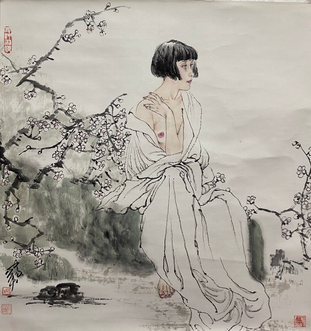 HE JIAYING (B. 1957), ATTRIBUTED TO, FIGURE: Dimensions: Width: 68 cm (26.77 in.) x Height: 65 cm (25.59 in.). All measurements are approximate.