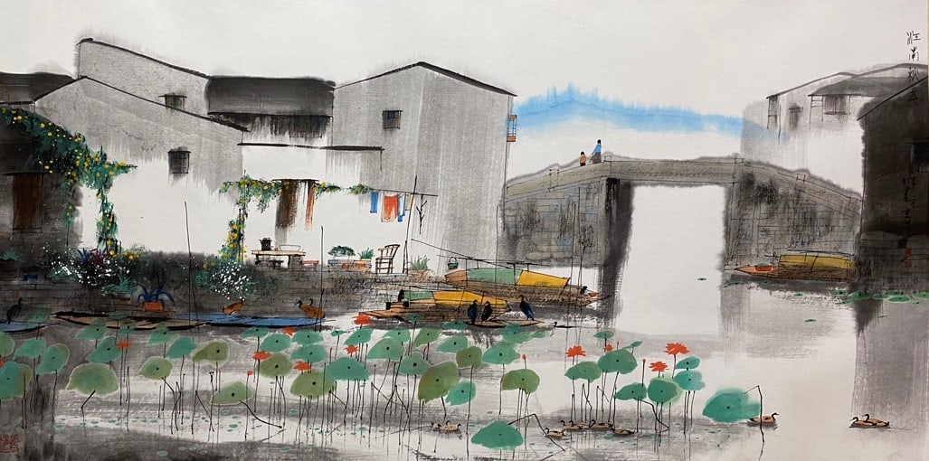 YANG MINGYI (B. 1943), ATTRIBUTED TO, LANDSCAPE: Dimensions: Width: 68 cm (26.77 in.) x Height: 136 cm (53.54 in.). All measurements are approximate.