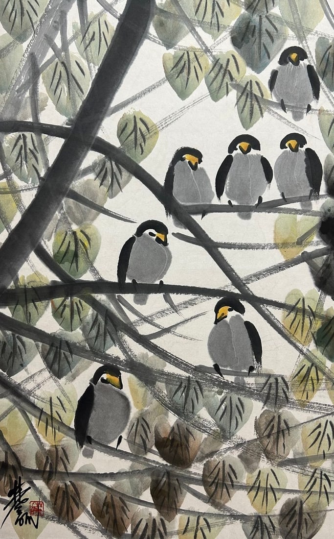 LIN FENGMIAN (1900-1991), ATTRIBUTED TO, FLOWER AND BIRD (1 of 9)