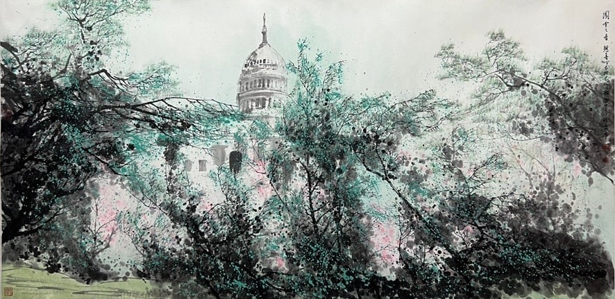 LIU MAOSHAN (B. 1942), ATTRIBUTED TO, LANDSCAPE: Dimensions: Width: 66 cm (25.98 in.) x Height: 136 cm (53.54 in.). All measurements are approximate.