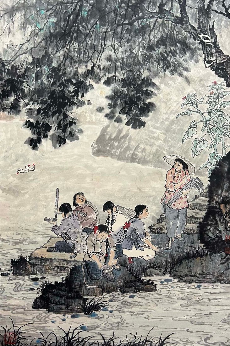 QIAN SONGYAN (1899-1985), ATTRIBUTED TO, FIGURE: Dimensions: Width: 80 cm (31.50 in.) x Height: 54 cm (21.26 in.). All measurements are approximate.