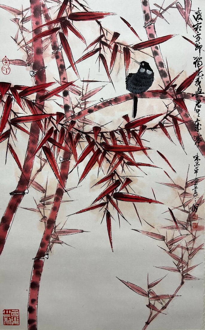 HAN TIANHENG (B. 1940), ATTRIBUTED TO, FLOWER AND BIRD: Dimensions: Width: 69 cm (27.17 in.) x Height: 43 cm (16.93 in.). All measurements are approximate.