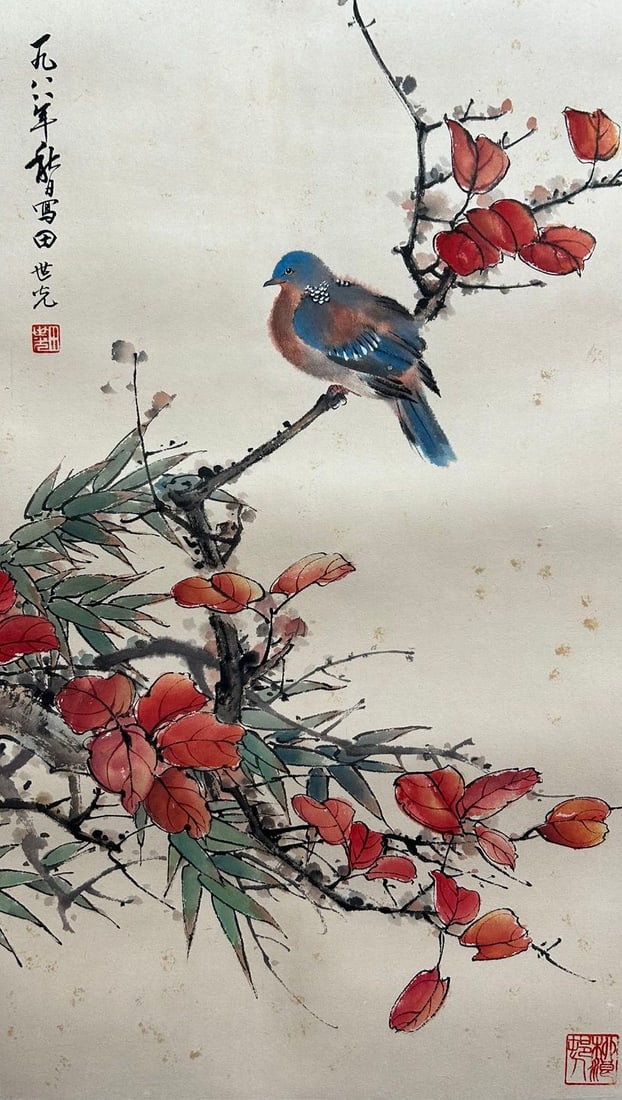 TIAN SHIGUANG (1916-1999), ATTRIBUTED TO, FLOWER AND BIRD (1 of 7)
