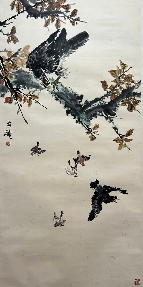 WANG XUETAO (1903-1982), ATTRIBUTED TO, FLOWER AND BIRD: Dimensions: Width: 136 cm (53.54 in.) x Height: 67 cm (26.38 in.). All measurements are approximate.