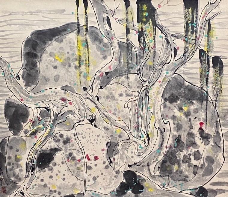 WU GUANZHONG (1919-2010), ATTRIBUTED TO, LANDSCAPE: Dimensions: Width: 68 cm (26.77 in.) x Height: 79 cm (31.10 in.). All measurements are approximate.