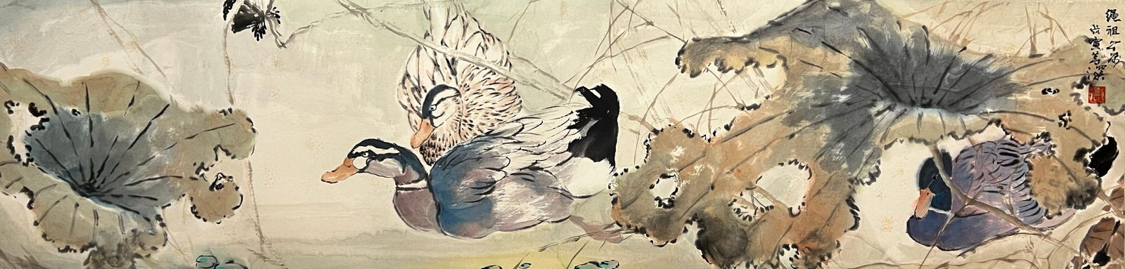 YANG SHANSHEN (1913-2004), ATTRIBUTED TO, FLOWER AND BIRD: Dimensions: Width: 34 cm (13.39 in.) x Height: 135 cm (53.15 in.). All measurements are approximate.
