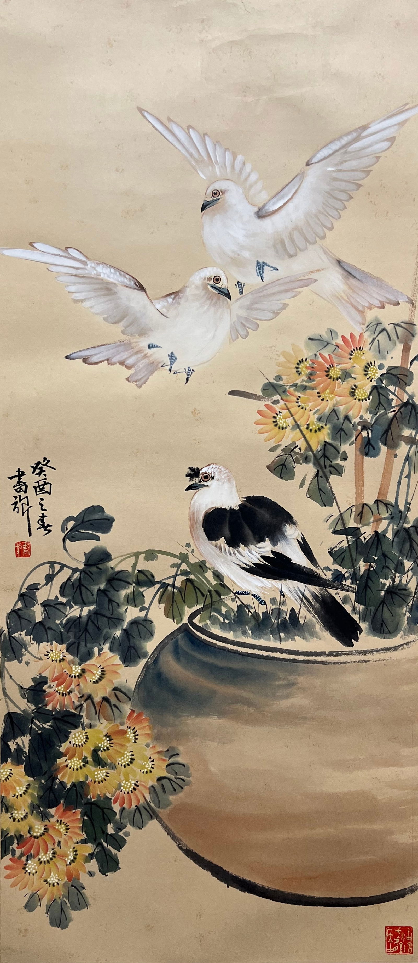 ZHANG SHUQI (1900-1957), ATTRIBUTED TO, FLOWER AND BIRD: Dimensions: Width: 97 cm (38.19 in.) x Height: 42 cm (16.54 in.). All measurements are approximate.