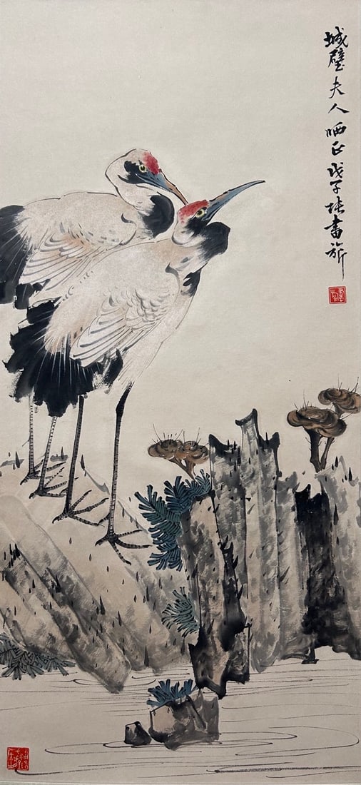 ZHANG SHUQI (1900-1957), ATTRIBUTED TO, CRANE (1 of 9)