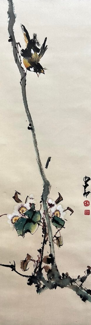 ZHAO SHAO'ANG (1905-1998), ATTRIBUTED TO, FLOWER AND BIRD (1 of 7)