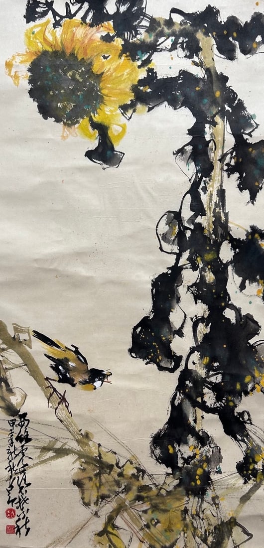 ZHAO SHAO'ANG (1905-1998), ATTRIBUTED TO, FLOWER AND BIRD (1 of 8)