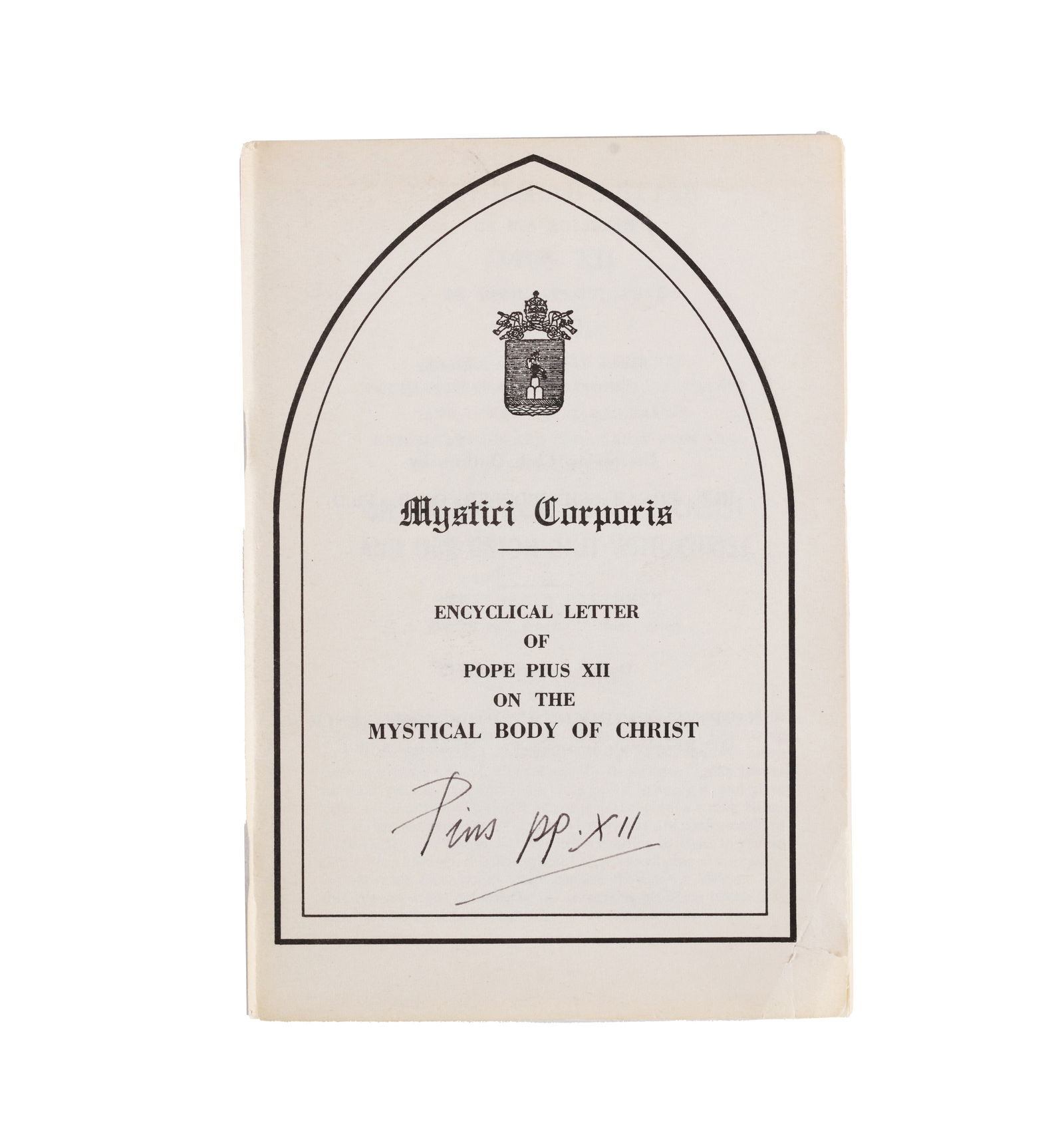POPE PIUS XII - HAND-SIGNED PONTIFICAL ADDRESS OR SERMON PAMPHLET: POPE PIUS XII - HAND-SIGNED PONTIFICAL ADDRESS OR SERMON PAMPHLETProvenance and Authenticity:This item includes a certificate of authenticity. This exceptional religious artifact features the