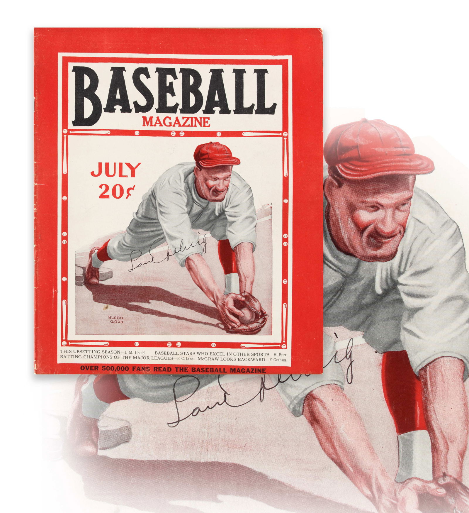 LOU GEHRIG - HAND-SIGNED BASEBALL MAGAZINE (JULY ISSUE): LOU GEHRIG - HAND-SIGNED BASEBALL MAGAZINE (JULY ISSUE)Provenance and Authenticity:This item includes a certificate of authenticity. This vintage July issue of Baseball Magazine bears the ink