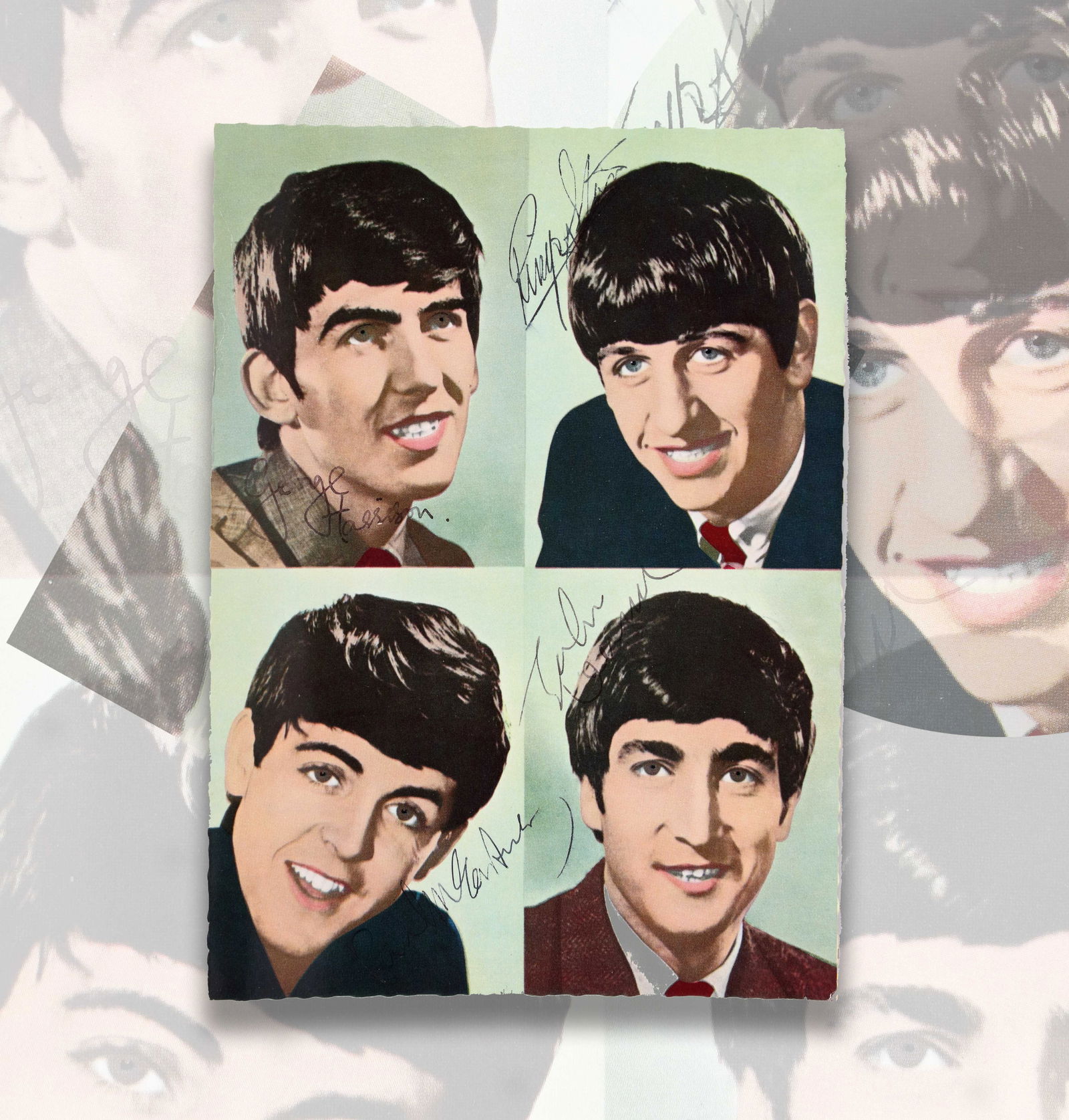 THE BEATLES - FULLY SIGNED VINTAGE PORTRAIT CARD/POSTCARD (C. 1963-1964) (1 of 2)