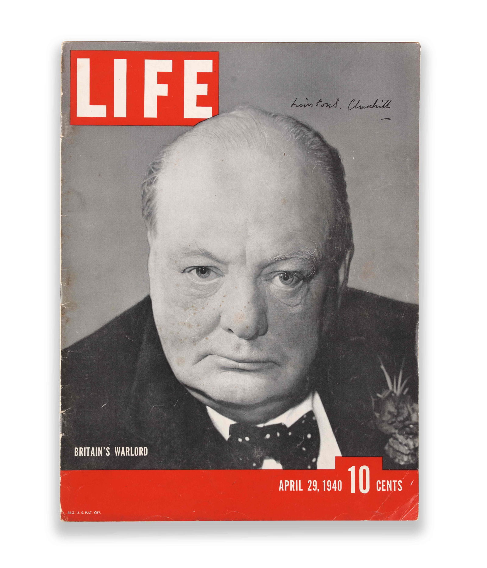 WINSTON S. CHURCHILL - SIGNED LIFE MAGAZINE "BRITAIN'S WARLORD" (APRIL 21, 1941 ISSUE) (1 of 3)