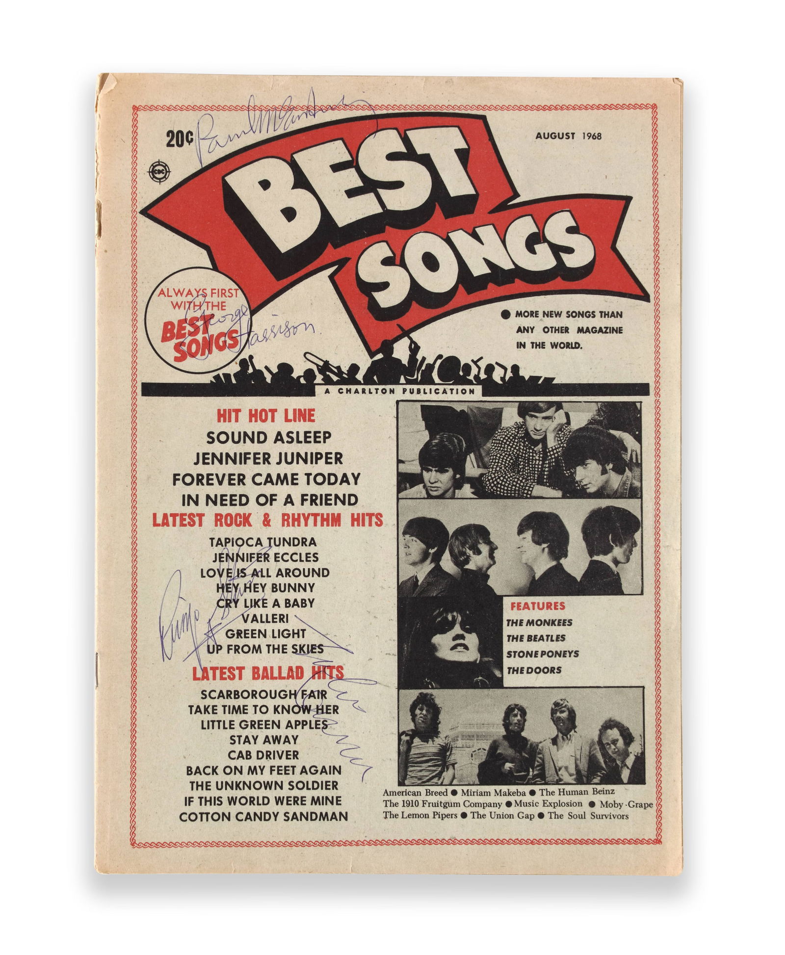 THE BEATLES - SIGNED BEST SONGS MAGAZINE (ORIGINAL 1964 ISSUE) (1 of 3)