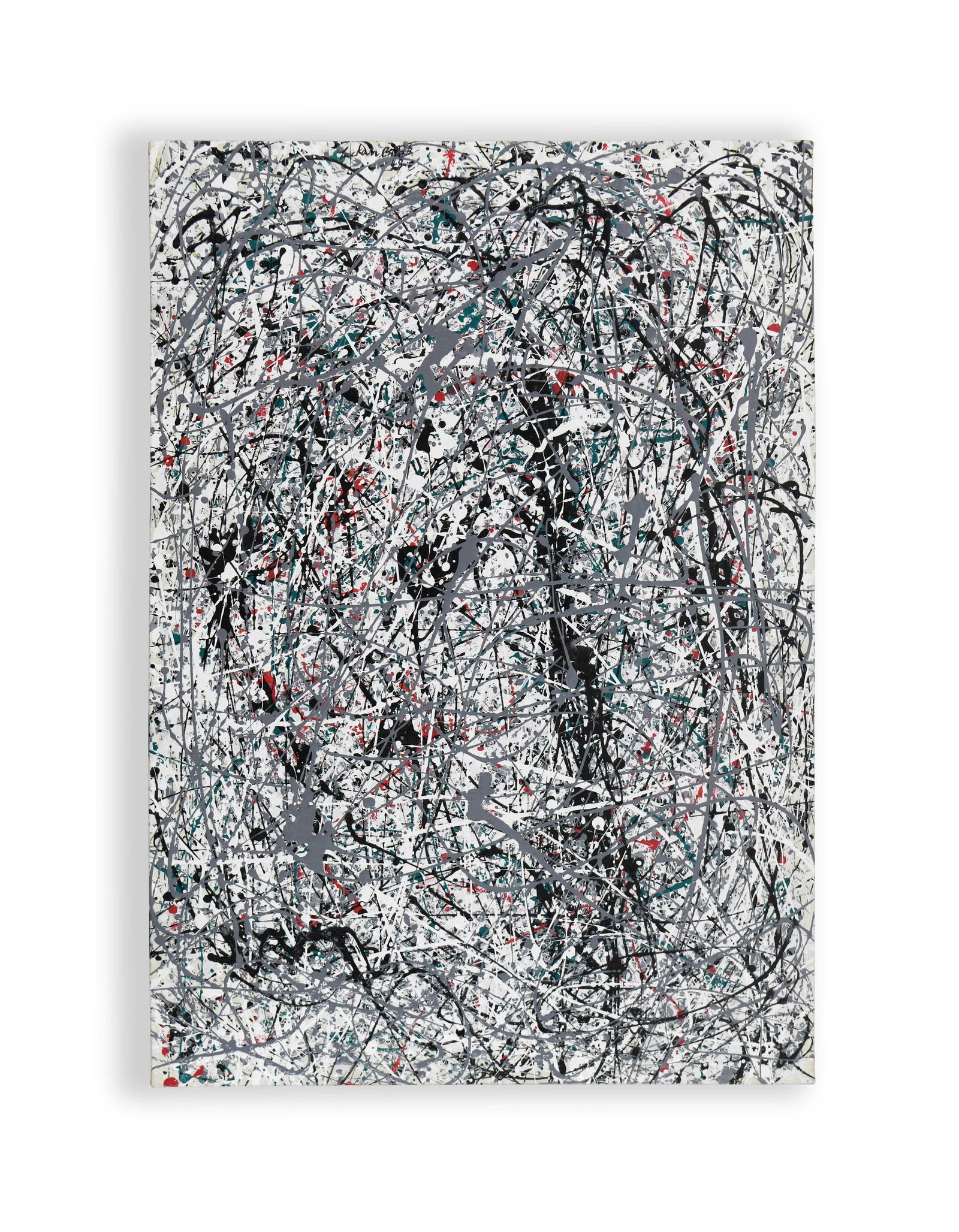 JACKSON POLLOCK (1912-1956), ATTRIBUTED TO, DRIP PAINTING, MIXED MEDIA ON CANVAS (1 of 3)