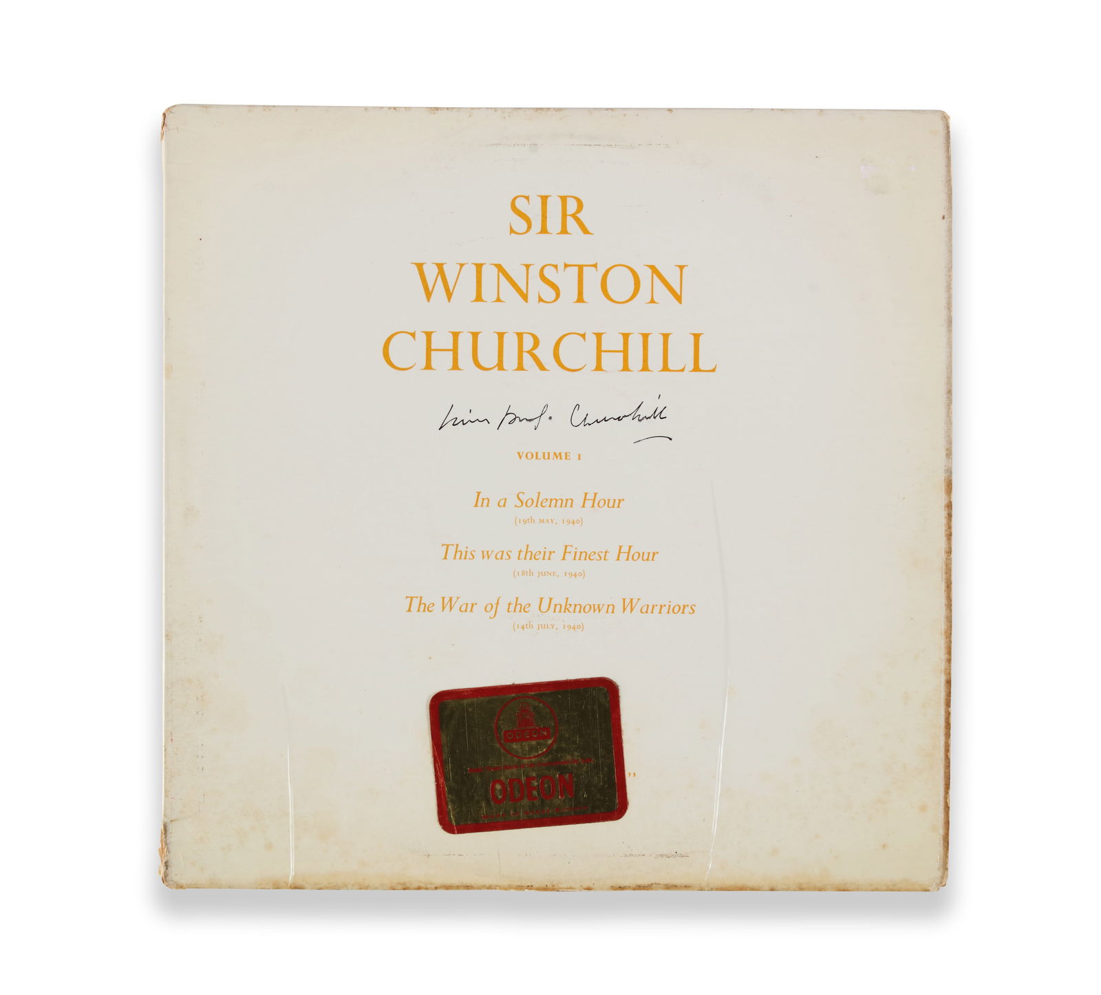 SIR WINSTON CHURCHILL - A SELECTION FROM HIS FAMOUS WARTIME SPEECHES (ODEON LONG PLAYING RECORD, (1 of 5)