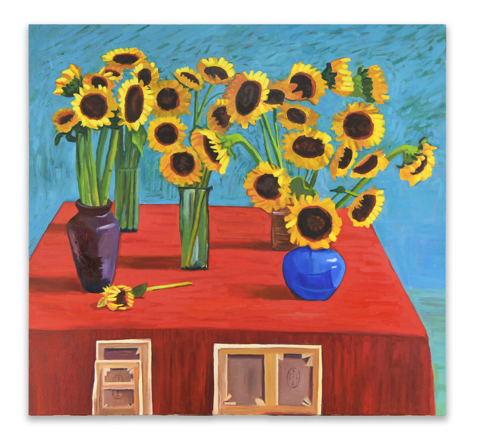 DAVID HOCKNEY (B. 1937), ATTRIBUTED TO, ACRYLIC ON CANVAS (1 of 3)