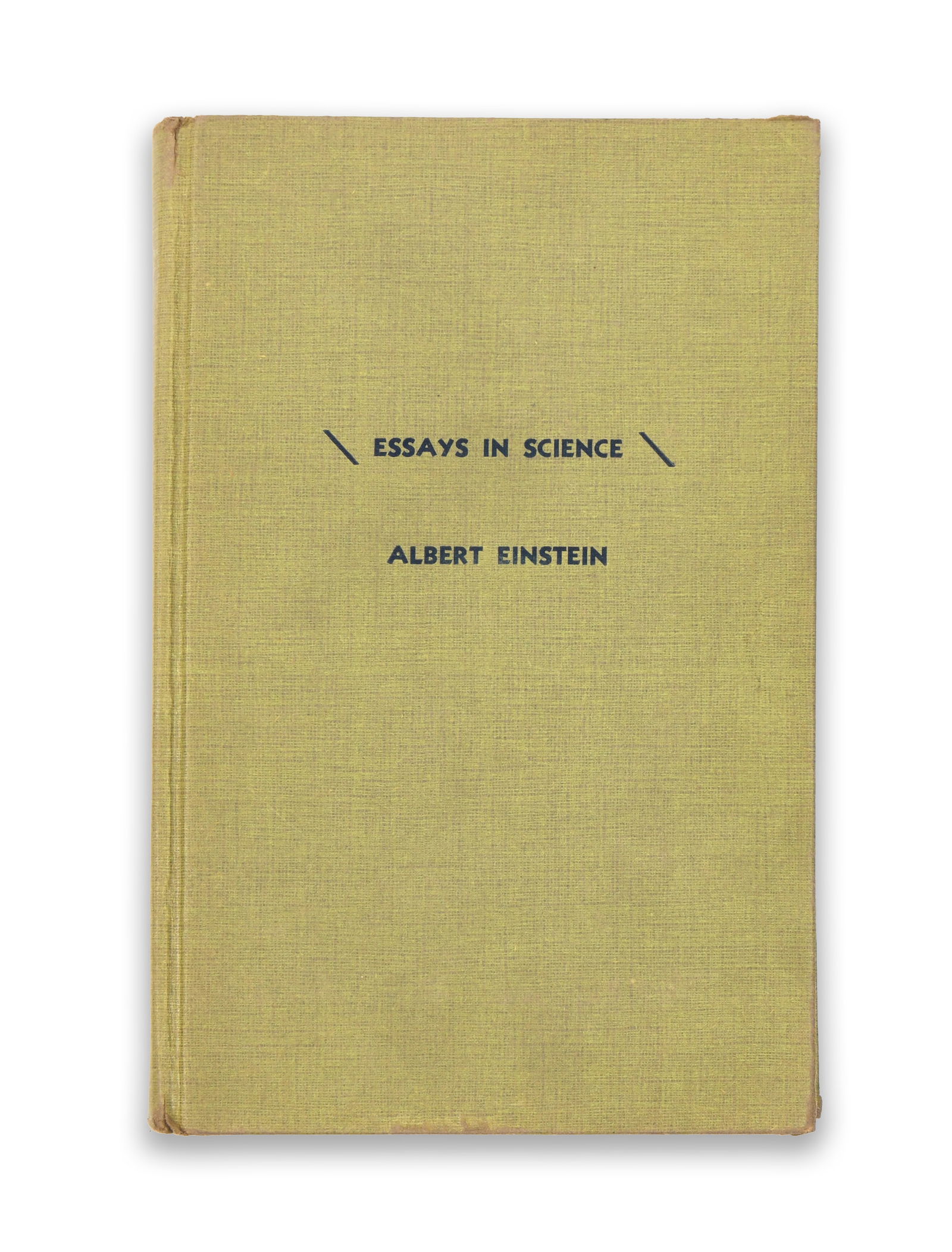 ALBERT EINSTEIN (1879–1955), SIGNED, ESSAYS IN SCIENCE, PHILOSOPHICAL LIBRARY, NEW YORK: ALBERT EINSTEIN (1879–1955), SIGNED, ESSAYS IN SCIENCE, PHILOSOPHICAL LIBRARY, NEW YORKProvenance and Authenticity:This item includes a certificate of authenticity. This copy of Essays in Science