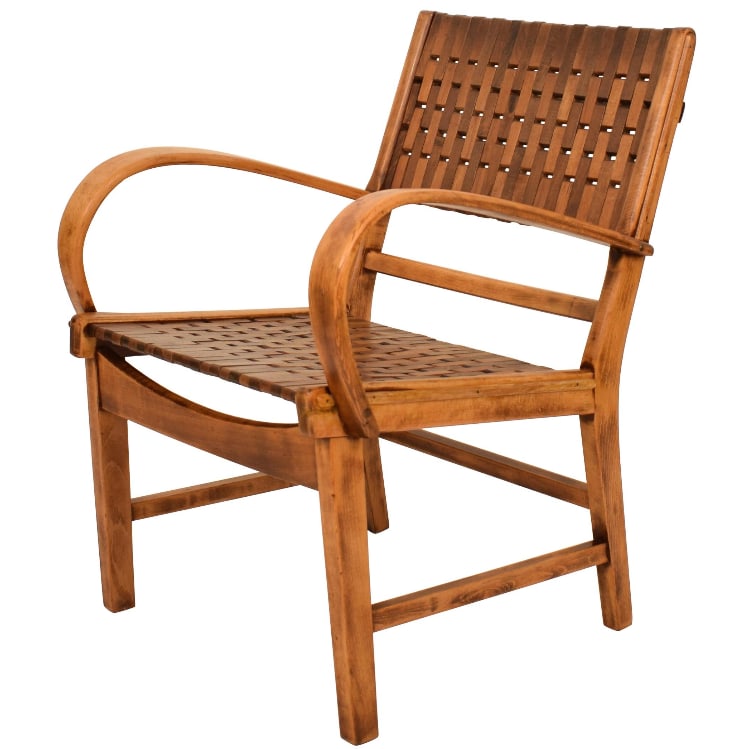 BAUHAUS-STYLE CURVED WOOD ARMCHAIR (1 of 1)