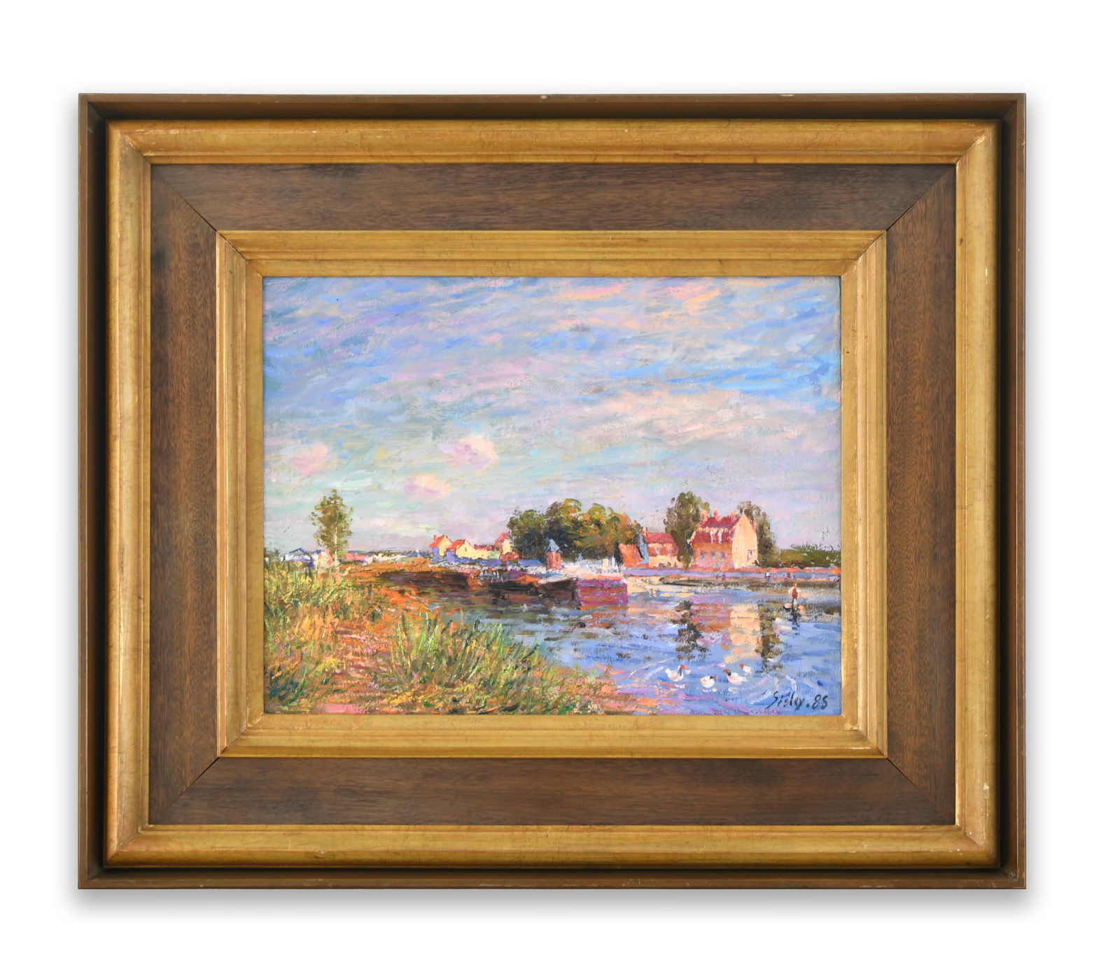 ALFRED SISLEY (1839–1899), ATTRIBUTED TO, OIL ON CANVAS: ALFRED SISLEY (1839–1899), ATTRIBUTED TO, OIL ON CANVAS Dimensions: Image size: 31.6 × 40.4 cm. All measured values are approximate. Outer frame size:54.3 × 64.5 cm. All measured values are approx