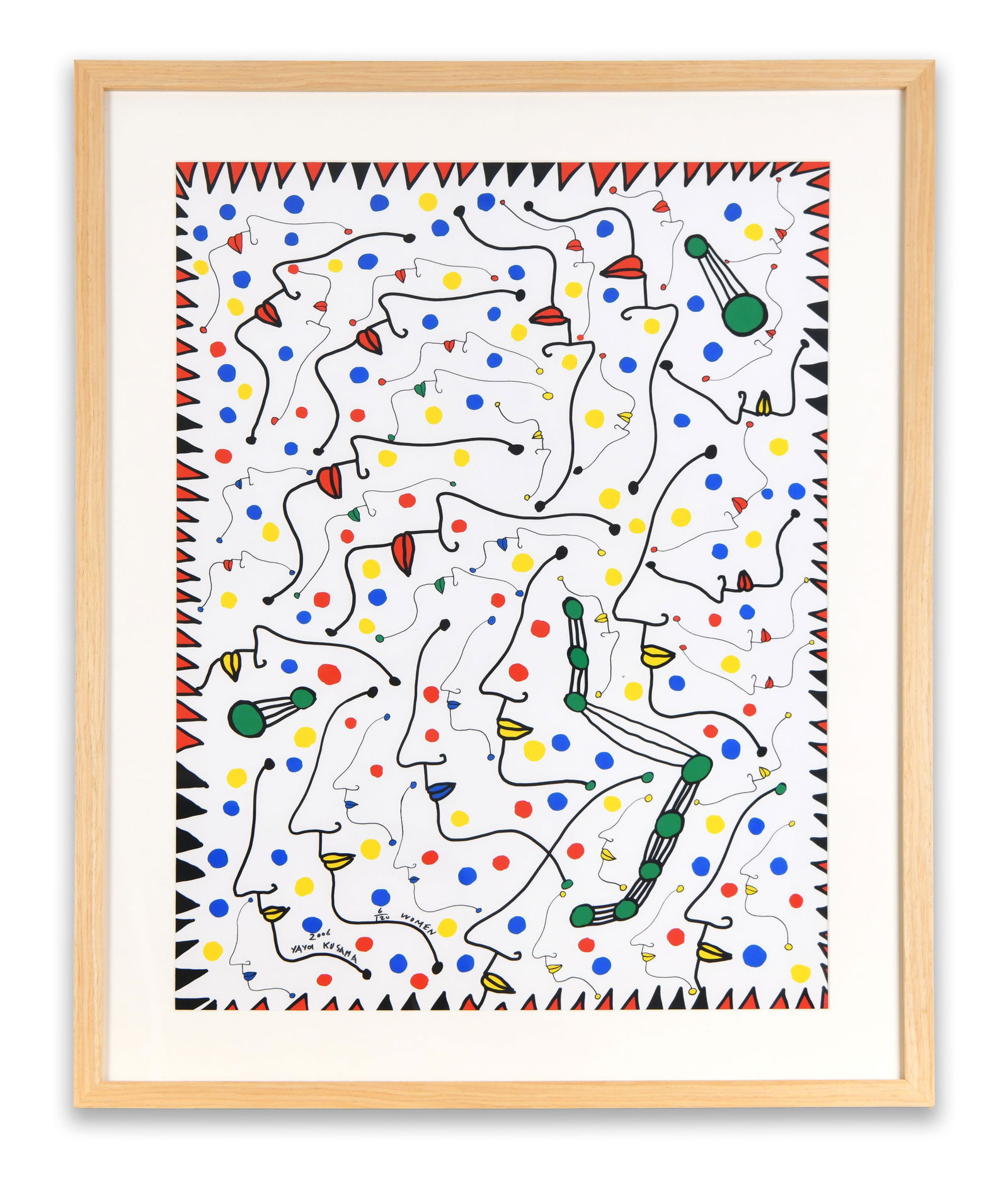 YAYOI KUSAMA (B. 1929), FACES AND POLKA DOTS COMPOSITION, DECORATIVE CANVAS PRINT: YAYOI KUSAMA (B. 1929), FACES AND POLKA DOTS COMPOSITION, DECORATIVE CANVAS PRINTDimensions:Framed dimensions approximately:70 × 40 cm. All measurements are approximate.Provenance and