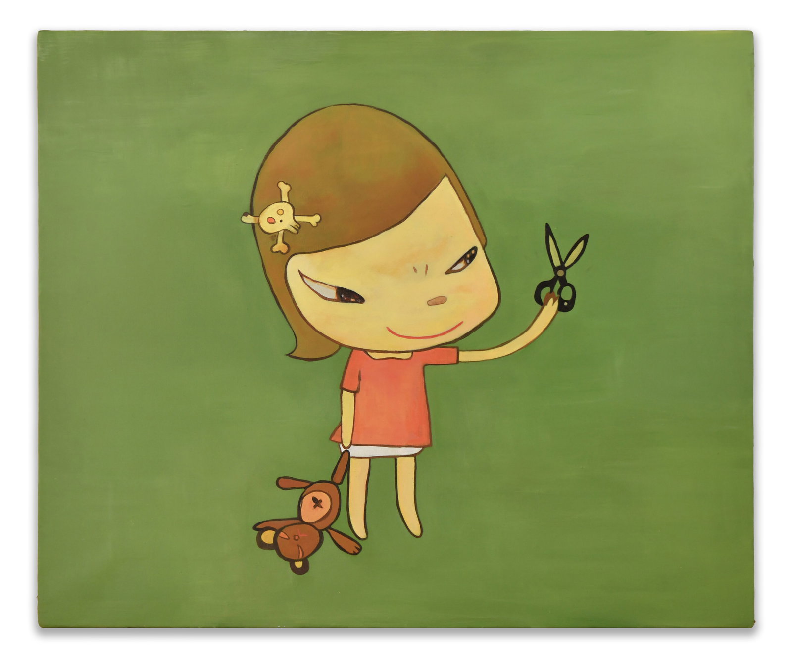 YOSHITOMO NARA (B. 1959), UNTITLED (GIRL WITH SCISSORS), ACRYLIC ON CANVAS: YOSHITOMO NARA (B. 1959), UNTITLED (GIRL WITH SCISSORS), ACRYLIC ON CANVAS Dimensions: Image size: 60.6 x 72.7 cm. All measured values are approximate. Provenance and Authenticity: This item includes