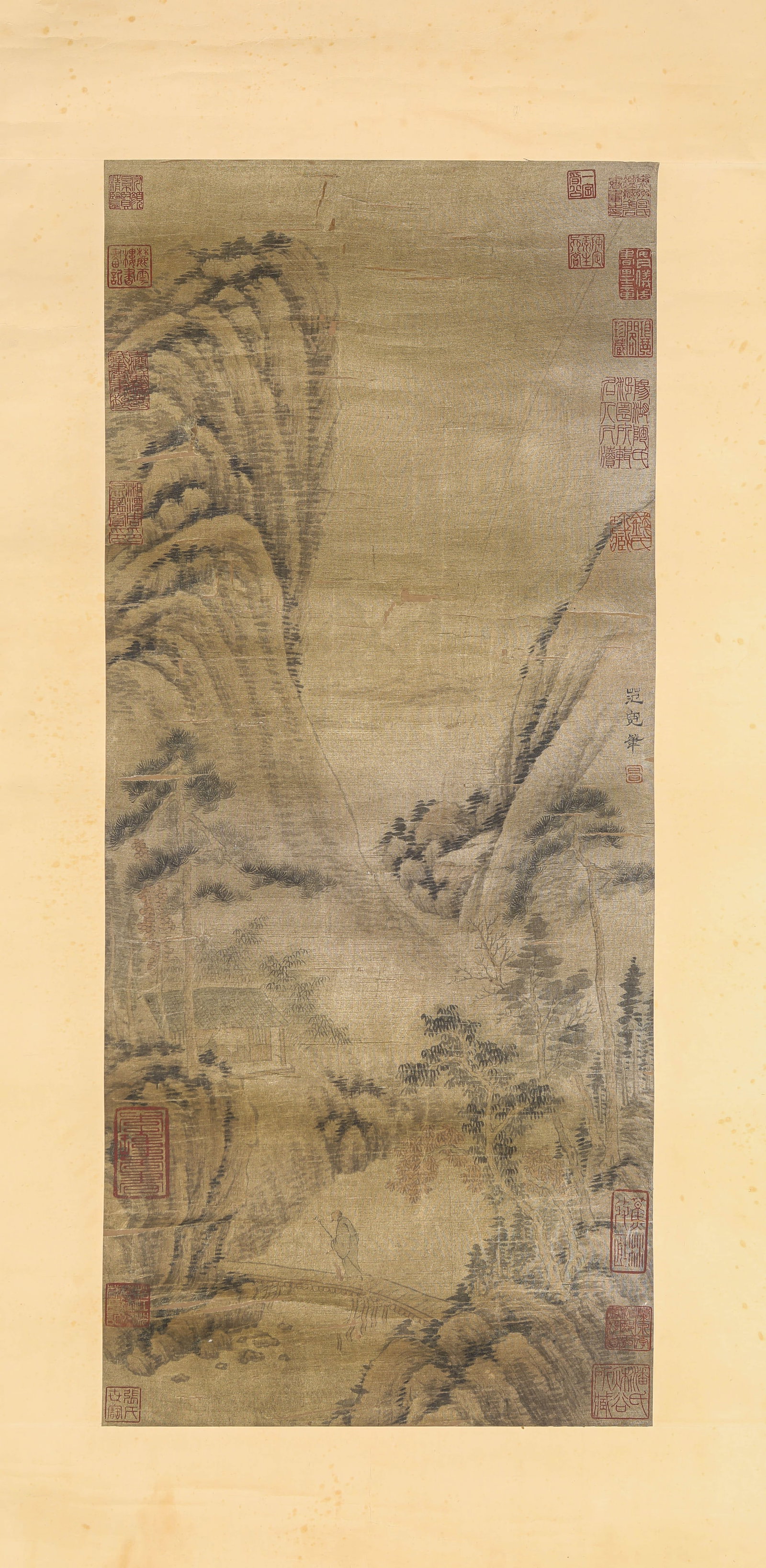 FAN KUAN (ACT. 10TH CENTURY), ATTRIBUTED TO, VISITING A FRIEND: FAN KUAN (ACT. 10TH CENTURY), ATTRIBUTED TO, VISITING A FRIEND Dimensions: Width: 35.0 cm (13.78 in) x Height: 80.5 cm (31.69 in). All measurements are approximate.