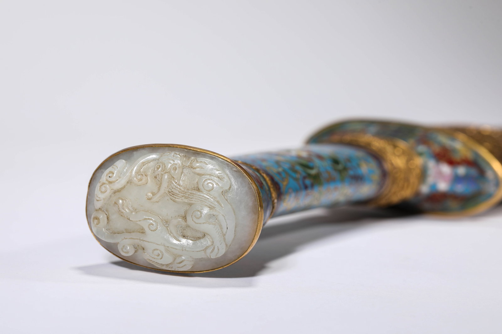 A CLOISONNé ENAMEL 'DRAGON' DAGGER - 11