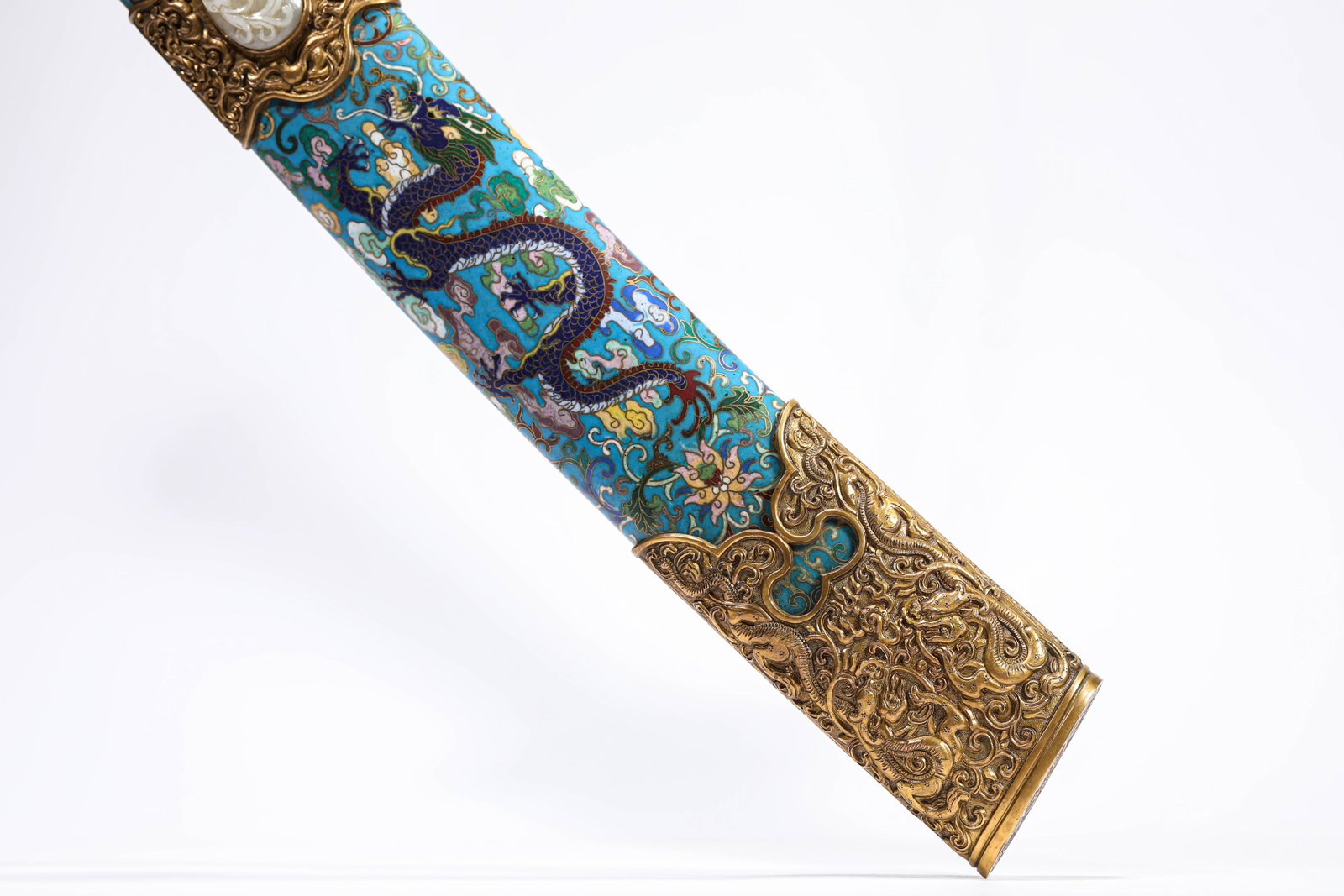 A CLOISONNé ENAMEL 'DRAGON' DAGGER - 2