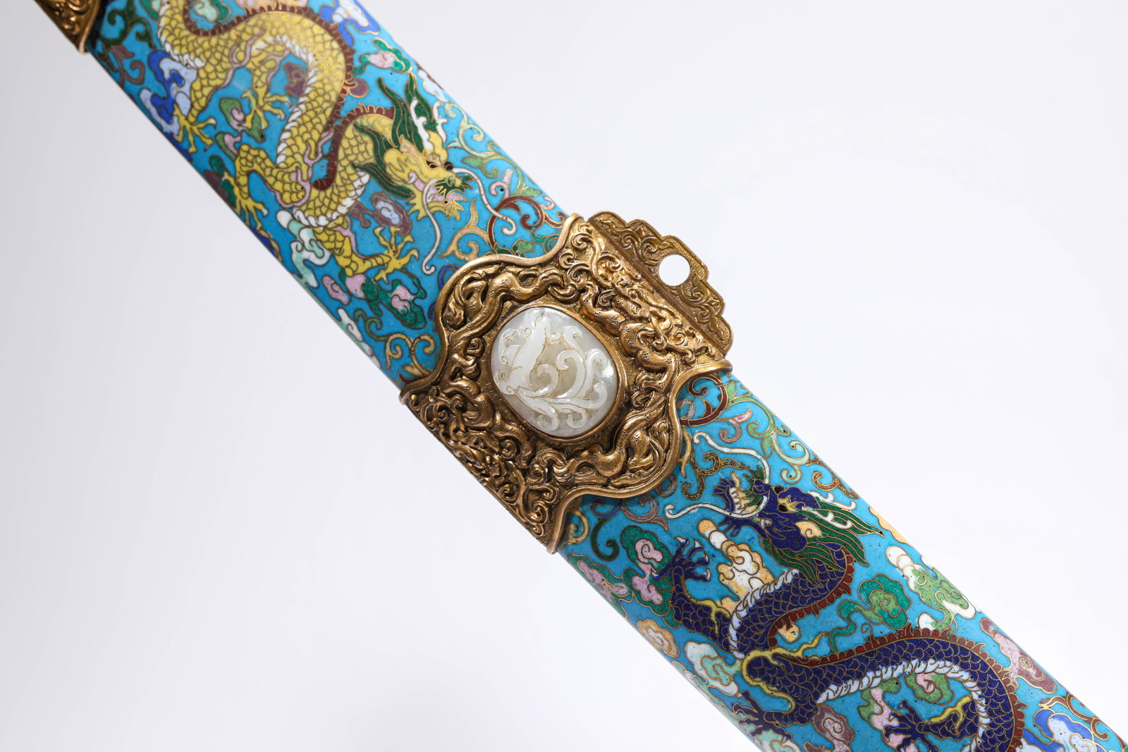 A CLOISONNé ENAMEL 'DRAGON' DAGGER - 3