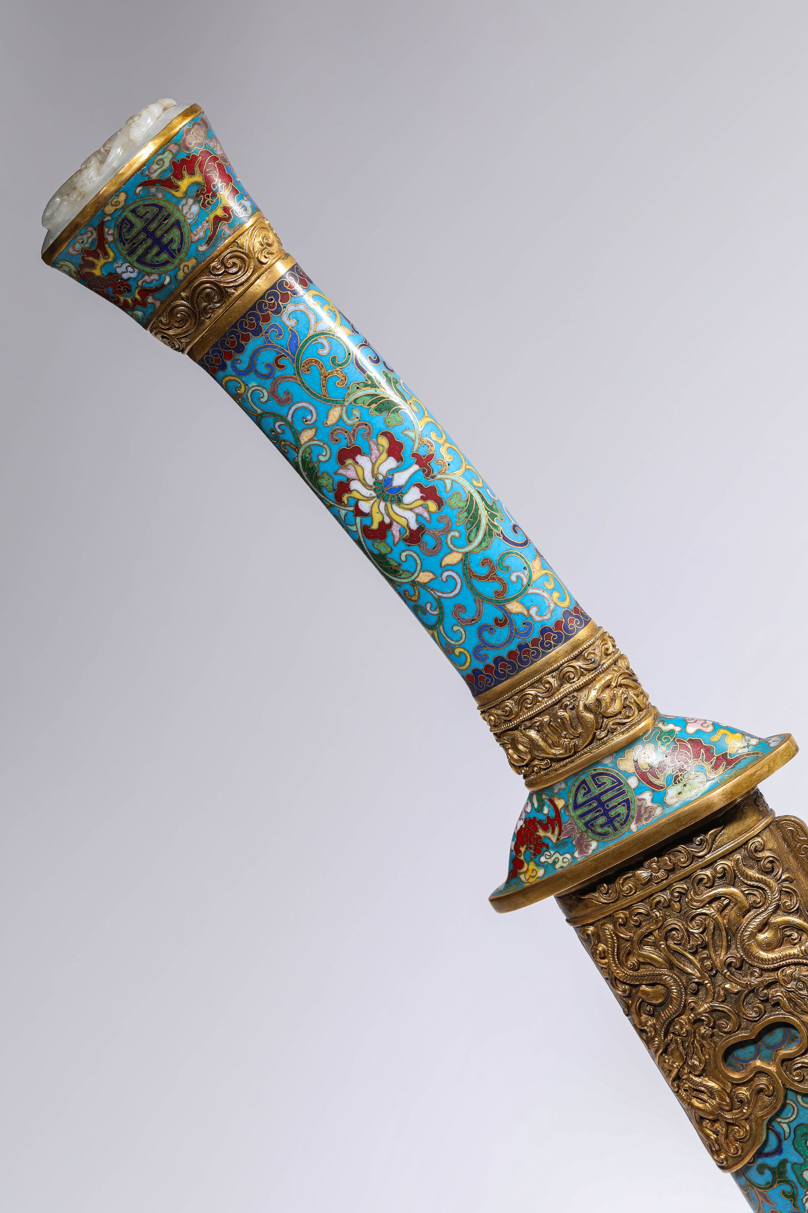A CLOISONNé ENAMEL 'DRAGON' DAGGER - 4