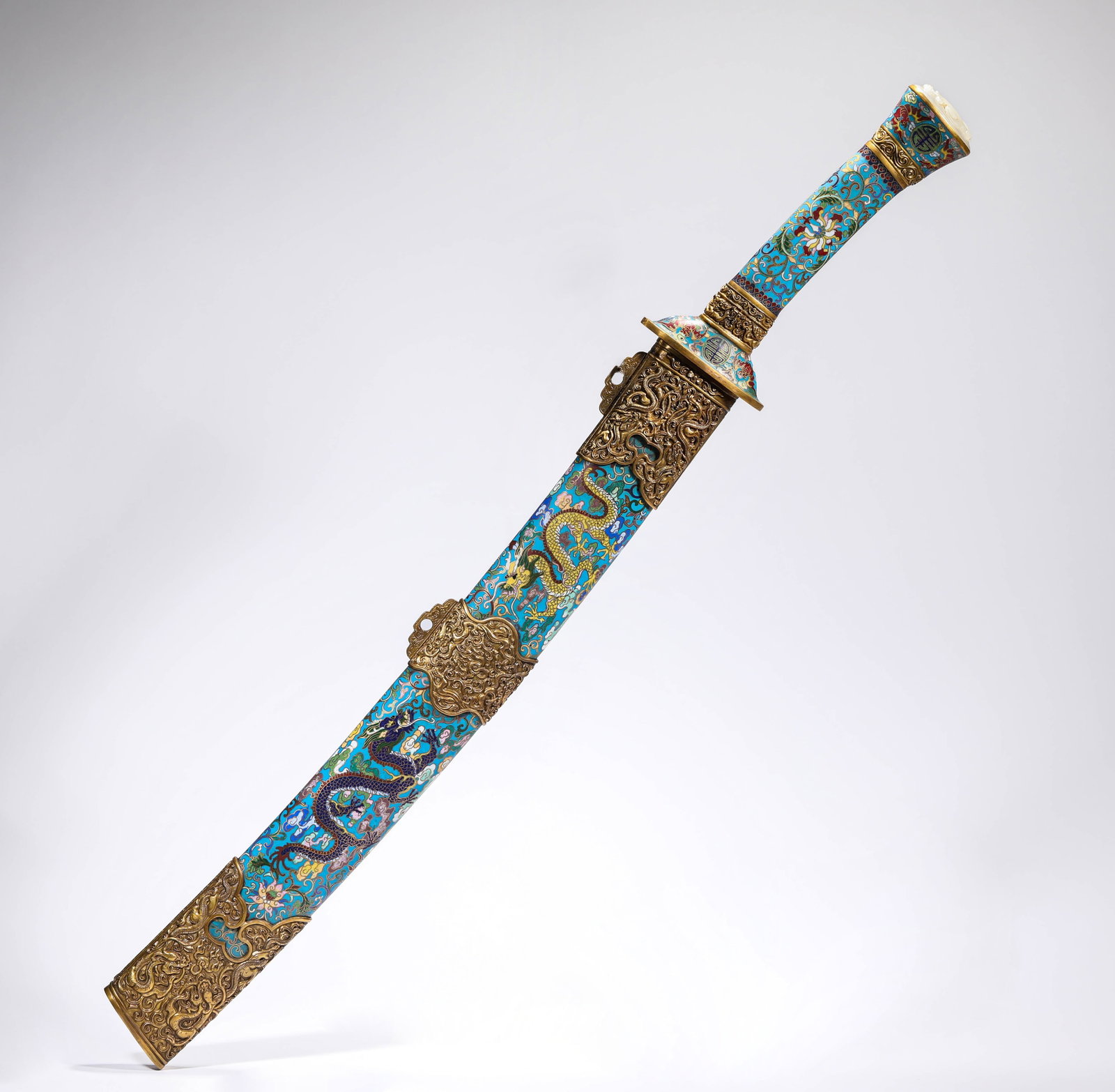 A CLOISONNé ENAMEL 'DRAGON' DAGGER - 5