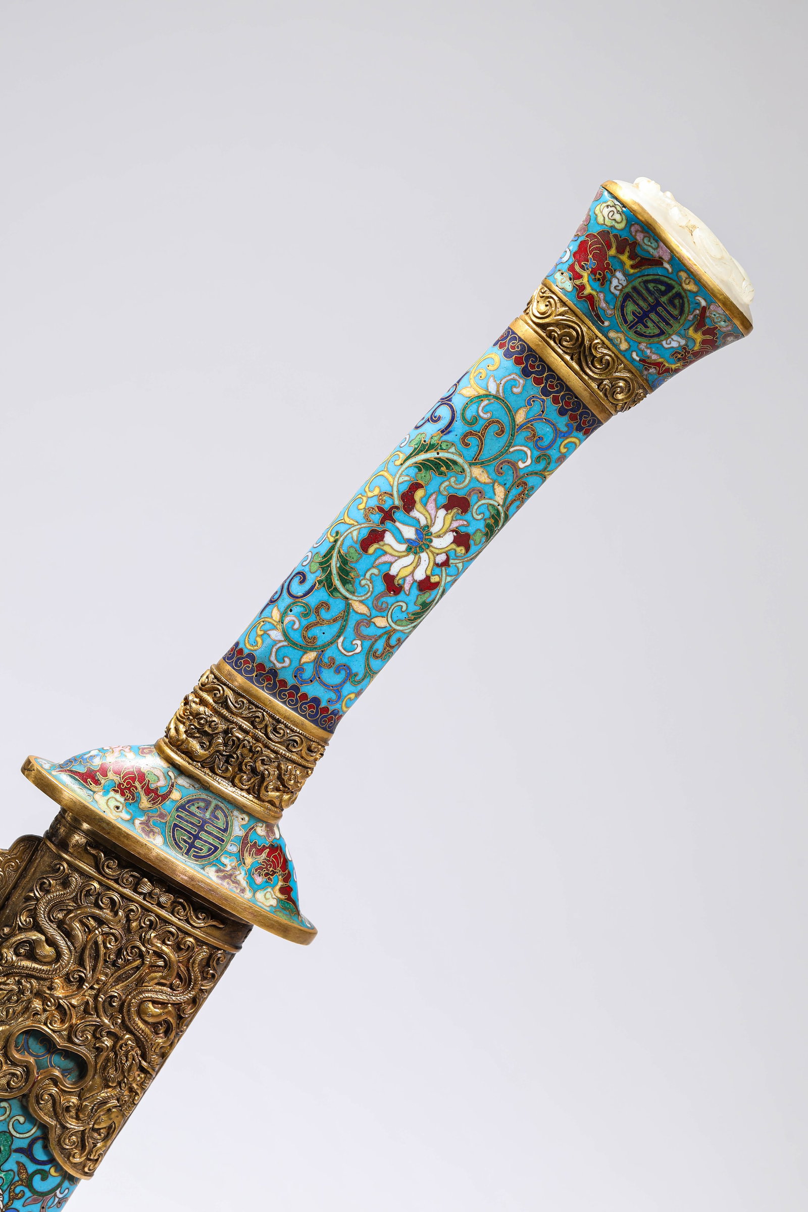 A CLOISONNé ENAMEL 'DRAGON' DAGGER - 7