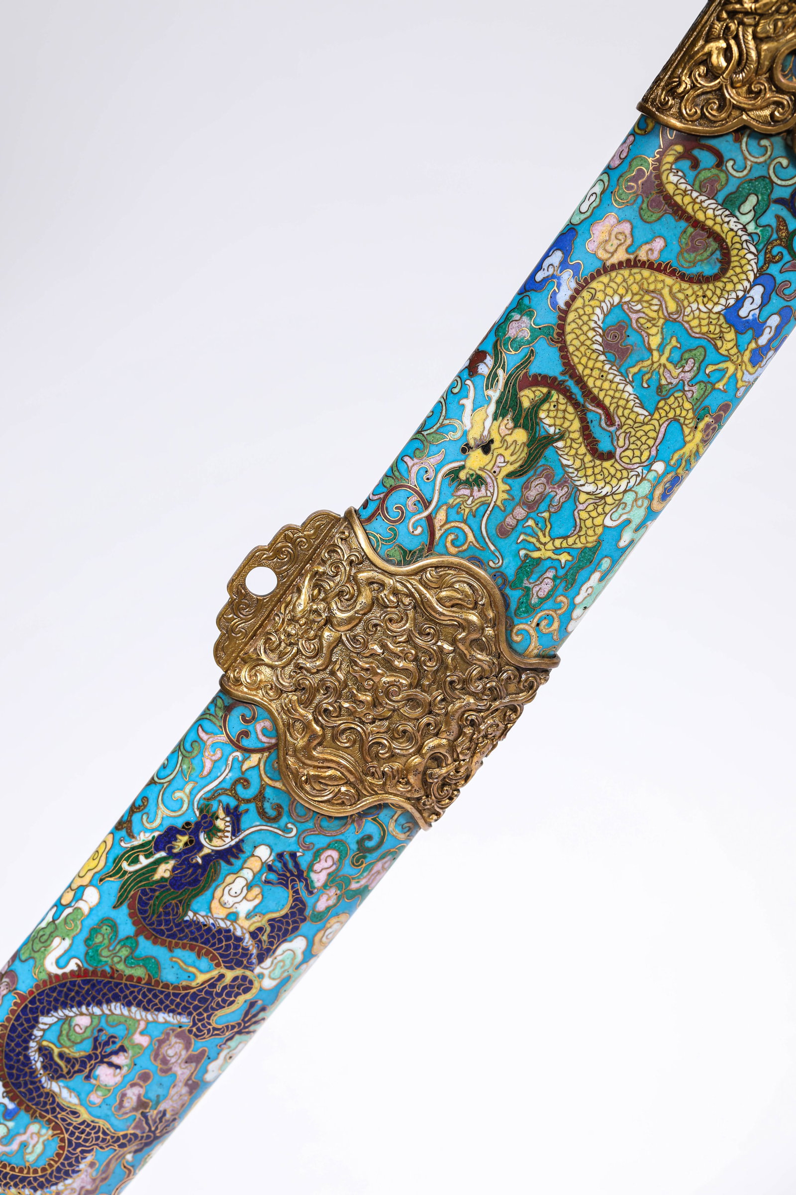 A CLOISONNé ENAMEL 'DRAGON' DAGGER - 8