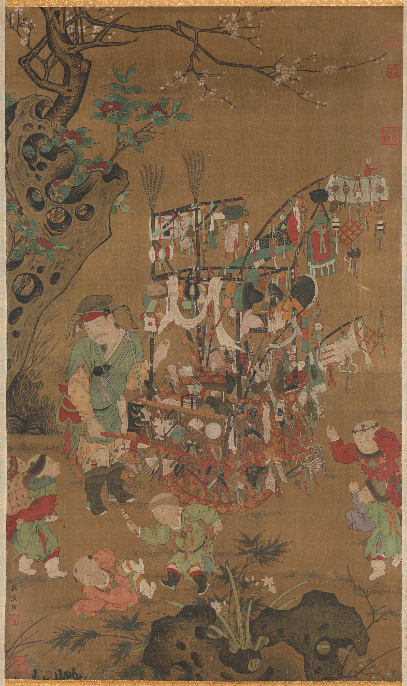 SU HANCHEN (ACT. 12TH CENTURY), ATTRIBUTED TO, PEDDLER: SU HANCHEN (ACT. 12TH CENTURY), ATTRIBUTED TO, PEDDLER Dimensions: Width: 55.0 cm (21.65 in) x Height: 93.5 cm (36.81 in). All measurements are approximate.