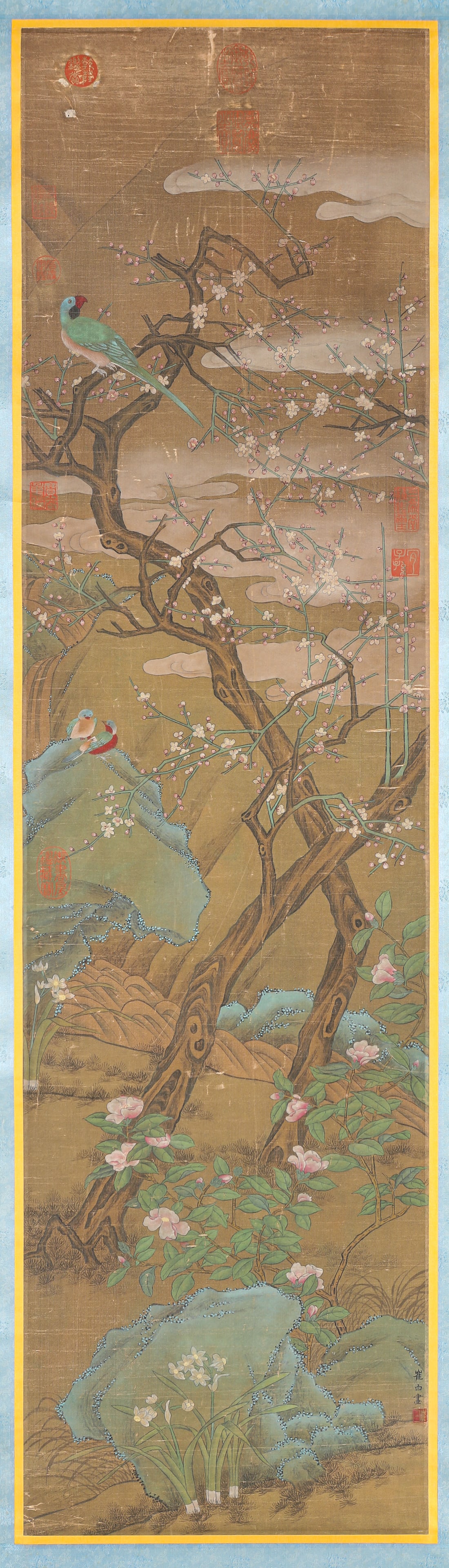 CUI BAI (ACT. 11TH CENTURY), ATTRIBUTED TO, FLOWER-AND-BIRD: CUI BAI (ACT. 11TH CENTURY), ATTRIBUTED TO, FLOWER-AND-BIRD Dimensions: Width: 35.0 cm (13.78 in) x Height: 131.0 cm (51.57 in). All measurements are approximate.
