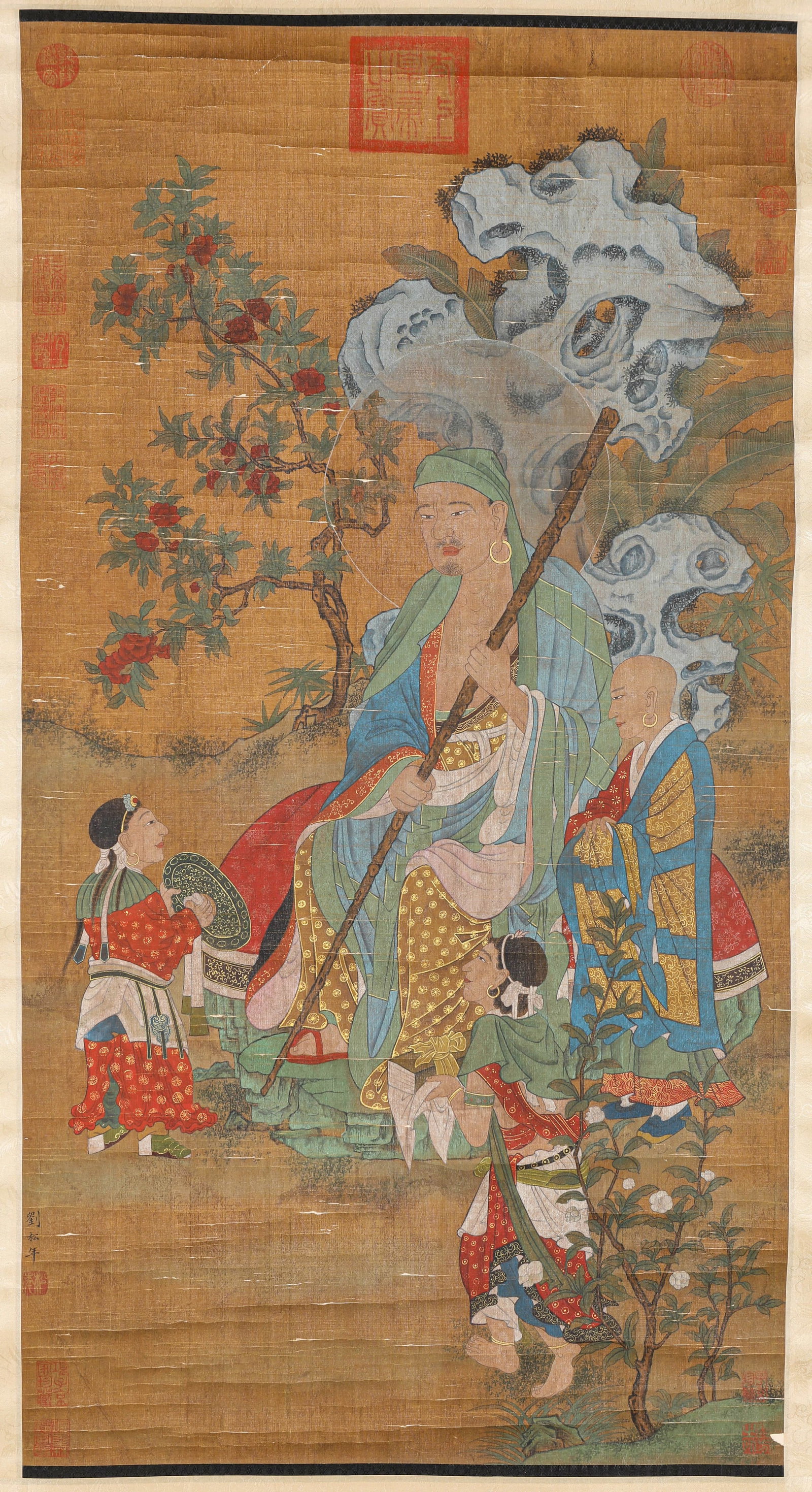 LIU SONGNIAN (ACT. 1190-1230), ATTRIBUTED TO, BUDDHA: LIU SONGNIAN (ACT. 1190-1230), ATTRIBUTED TO, BUDDHA Dimensions: Width: 50.5 cm (19.88 in) x Height: 94.0 cm (37.01 in). All measurements are approximate.
