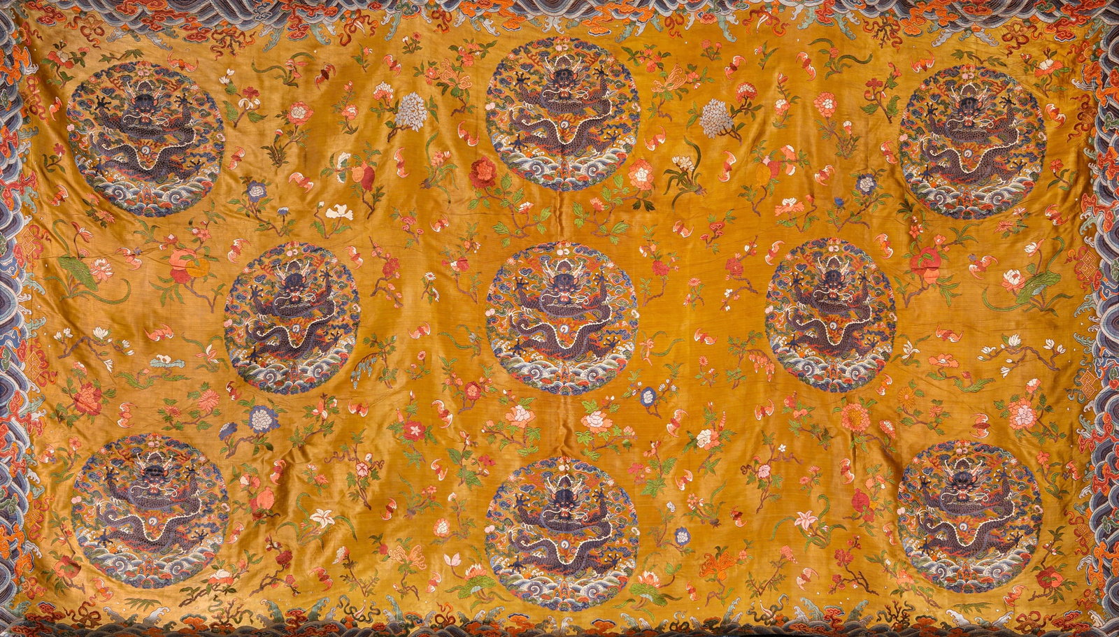A SILK 'KESI' TAPESTRY: A SILK 'KESI' TAPESTRY Dimensions: Width: 123.0 cm (48.43 in) x Height: 128.0 cm (50.39 in). All measurements are approximate.