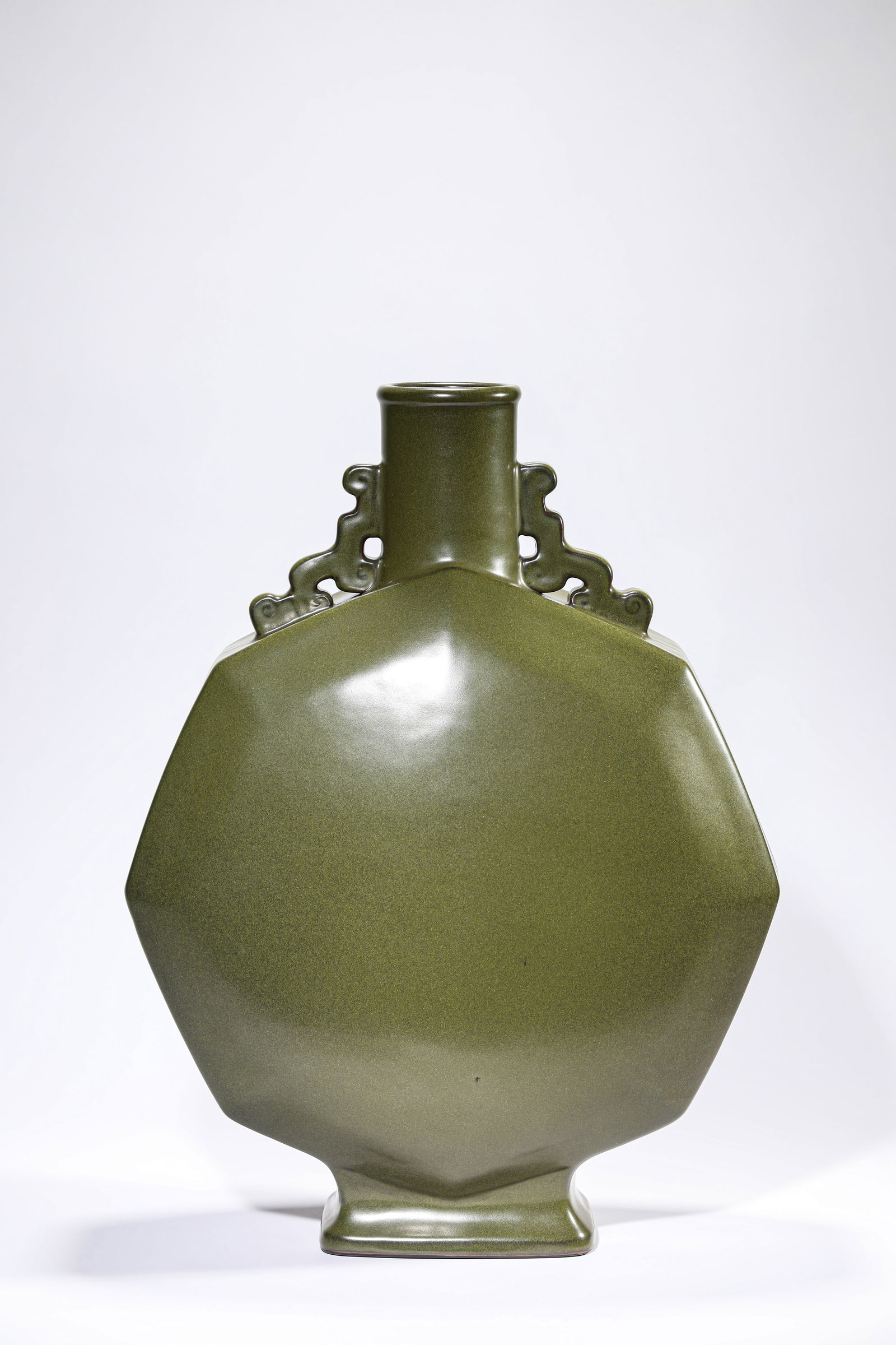 A TEA-DUST-GLAZED FLAT VASE: A TEA-DUST-GLAZED FLAT VASE Dimensions: Length: 36.0 cm (14.17 in) x Width: 18.2 cm (7.17 in) x Height: 48.3 cm (19.02 in). All measurements are approximate.